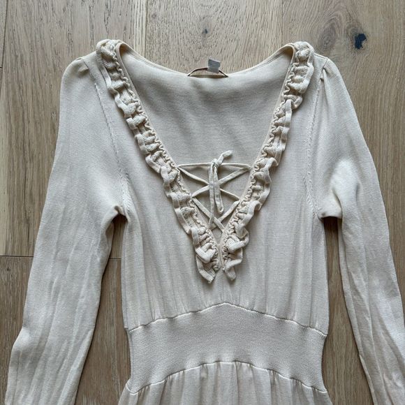 vintage nanette lepore ruffle fit flare romantic delicate feminine dress small - Picture 3 of 6